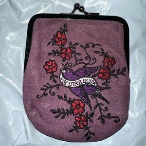Vintage Hurley Suede Purple Coin Purse Wallet